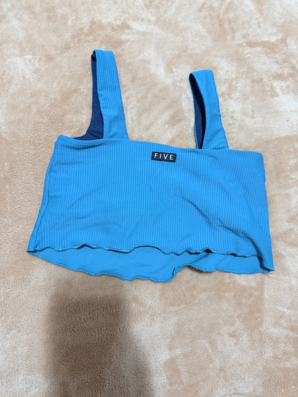 FIVE Bright Blue Ribbed Crop Tank